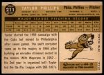 1960 Topps #211 Taylor Phillips<br />B60T 14 0143<br /><a class='button AddToCart' data-ajax='true' data-ajax-mode='replace' data-ajax-update='#cart-info' href='/AddToCart?itemId=7029455&quantity=1&type=0'>Add To Cart</a>