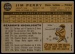1960 Topps #324 Jim Perry<br />B60T 14 0292<br /><a class='button AddToCart' data-ajax='true' data-ajax-mode='replace' data-ajax-update='#cart-info' href='/AddToCart?itemId=7029605&quantity=1&type=0'>Add To Cart</a>