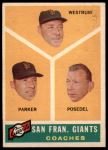 1960 Topps #469  -  Wes Westrum / Salty Parker / Bill Posedel Giants Coaches<br />B60T 14 0376<br /><a class='button AddToCart' data-ajax='true' data-ajax-mode='replace' data-ajax-update='#cart-info' href='/AddToCart?itemId=7029690&quantity=1&type=0'>Add To Cart</a>