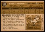 1960 Topps #243 Bubba Phillips<br />B60T 14 0594<br /><a class='button AddToCart' data-ajax='true' data-ajax-mode='replace' data-ajax-update='#cart-info' href='/AddToCart?itemId=7029911&quantity=1&type=0'>Add To Cart</a>