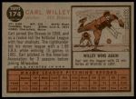 1962 Topps #174 xCAP Carl Willey<br />B62T 12 3897<br /><a class='button AddToCart' data-ajax='true' data-ajax-mode='replace' data-ajax-update='#cart-info' href='/AddToCart?itemId=7030032&quantity=1&type=0'>Add To Cart</a>