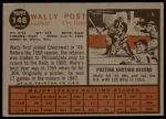 1962 Topps #148 NRM Wally Post<br />B62T 12 4140<br /><a class='button AddToCart' data-ajax='true' data-ajax-mode='replace' data-ajax-update='#cart-info' href='/AddToCart?itemId=7030284&quantity=1&type=0'>Add To Cart</a>