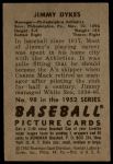 1952 Bowman #98 Jimmy Dykes<br />B52B 01 8724<br /><a class='button AddToCart' data-ajax='true' data-ajax-mode='replace' data-ajax-update='#cart-info' href='/AddToCart?itemId=7031104&quantity=1&type=0'>Add To Cart</a>