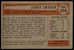 1954 Bowman #216 ALL Jerry Snyder<br />B54B 02 5917<br /><a class='button AddToCart' data-ajax='true' data-ajax-mode='replace' data-ajax-update='#cart-info' href='/AddToCart?itemId=7031387&quantity=1&type=0'>Add To Cart</a>