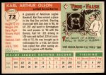 1955 Topps #72 Karl Olson<br />B55T 03 2504<br /><a class='button AddToCart' data-ajax='true' data-ajax-mode='replace' data-ajax-update='#cart-info' href='/AddToCart?itemId=7031548&quantity=1&type=0'>Add To Cart</a>