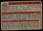 1957 Topps #270  Senators Team<br />B57T 09 7716<br /><a class='button AddToCart' data-ajax='true' data-ajax-mode='replace' data-ajax-update='#cart-info' href='/AddToCart?itemId=7033815&quantity=1&type=0'>Add To Cart</a>