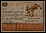 1962 Topps #174 CAP Carl Willey<br />B62T 12 4743<br /><a class='button AddToCart' data-ajax='true' data-ajax-mode='replace' data-ajax-update='#cart-info' href='/AddToCart?itemId=7034929&quantity=1&type=0'>Add To Cart</a>