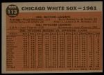 1962 Topps #113 NRM  White Sox Team<br />B62T 12 4811<br /><a class='button AddToCart' data-ajax='true' data-ajax-mode='replace' data-ajax-update='#cart-info' href='/AddToCart?itemId=7034997&quantity=1&type=0'>Add To Cart</a>