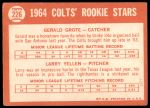 1964 Topps #226  -  Jerry Grote / Larry Yellen Colt 45s Rookies<br />B64T 12 6987<br /><a class='button AddToCart' data-ajax='true' data-ajax-mode='replace' data-ajax-update='#cart-info' href='/AddToCart?itemId=7035736&quantity=1&type=0'>Add To Cart</a>