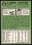 1967 Topps #356 Larry Jaster<br />B67T 14 4555<br /><a class='button AddToCart' data-ajax='true' data-ajax-mode='replace' data-ajax-update='#cart-info' href='/AddToCart?itemId=7036573&quantity=1&type=0'>Add To Cart</a>