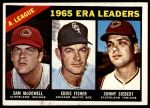 1966 Topps #222  -  Eddie Fisher / Sam McDowell / Sonny Siebert AL ERA Leaders<br />B66T 14 3296<br /><a class='button AddToCart' data-ajax='true' data-ajax-mode='replace' data-ajax-update='#cart-info' href='/AddToCart?itemId=7036746&quantity=1&type=0'>Add To Cart</a>