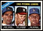 1966 Topps #223  -  Sandy Koufax / Don Drysdale / Tony Cloninger NL Pitching Leaders<br />B66T 14 3355<br /><a class='button AddToCart' data-ajax='true' data-ajax-mode='replace' data-ajax-update='#cart-info' href='/AddToCart?itemId=7036805&quantity=1&type=0'>Add To Cart</a>