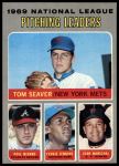 1970 Topps #69  -  Fergie Jenkins / Juan Marichal / Phil Niekro / Tom Seaver NL Pitching Leaders<br />B70T 12 2780<br /><a class='button AddToCart' data-ajax='true' data-ajax-mode='replace' data-ajax-update='#cart-info' href='/AddToCart?itemId=7039033&quantity=1&type=0'>Add To Cart</a>