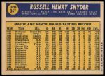 1970 Topps #347 Russ Snyder<br />B70T 12 2835<br /><a class='button AddToCart' data-ajax='true' data-ajax-mode='replace' data-ajax-update='#cart-info' href='/AddToCart?itemId=7039088&quantity=1&type=0'>Add To Cart</a>