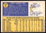 1970 Topps #81 Dave May<br />B70T 12 2978<br /><a class='button AddToCart' data-ajax='true' data-ajax-mode='replace' data-ajax-update='#cart-info' href='/AddToCart?itemId=7039231&quantity=1&type=0'>Add To Cart</a>