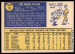 1970 Topps #76 Carl Taylor<br />B70T 12 3084<br /><a class='button AddToCart' data-ajax='true' data-ajax-mode='replace' data-ajax-update='#cart-info' href='/AddToCart?itemId=7039387&quantity=1&type=0'>Add To Cart</a>
