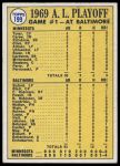 1970 Topps #199  -  Mike Cuellar 1969 AL Playoff - Game 1 - Orioles Win Squeeker<br />B70T 12 3256<br /><a class='button AddToCart' data-ajax='true' data-ajax-mode='replace' data-ajax-update='#cart-info' href='/AddToCart?itemId=7039734&quantity=1&type=0'>Add To Cart</a>