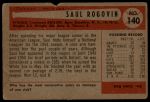 1954 Bowman #140 COR Saul Rogovin<br />B54B 02 6101<br /><a class='button AddToCart' data-ajax='true' data-ajax-mode='replace' data-ajax-update='#cart-info' href='/AddToCart?itemId=7039837&quantity=1&type=0'>Add To Cart</a>