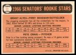 1966 Topps #11  -  Brant Alyea / Pete Craig Senators Rookies<br />B66T 14 4464<br /><a class='button AddToCart' data-ajax='true' data-ajax-mode='replace' data-ajax-update='#cart-info' href='/AddToCart?itemId=7040239&quantity=1&type=0'>Add To Cart</a>