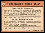 1969 Topps #567 OUT  -  Elvio Jimenez / Jim Shellenback Pirates Rookies<br />B69T 17 2662<br /><a class='button AddToCart' data-ajax='true' data-ajax-mode='replace' data-ajax-update='#cart-info' href='/AddToCart?itemId=7040814&quantity=1&type=0'>Add To Cart</a>