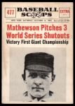 #477 Pitches 3 World Series Shutouts  Christy Mathewson  