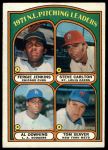 1972 Topps #93  -  Steve Carlton / Fergie Jenkins / Tom Seaver / Al Downing NL Pitching Leaders<br />B72T 11 9123<br /><a class='button AddToCart' data-ajax='true' data-ajax-mode='replace' data-ajax-update='#cart-info' href='/AddToCart?itemId=7041775&quantity=1&type=0'>Add To Cart</a>