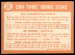 1964 Topps #532  -  Bud Bloomfield / Joe Nossek Twins Rookies<br />B64T 12 7141<br /><a class='button AddToCart' data-ajax='true' data-ajax-mode='replace' data-ajax-update='#cart-info' href='/AddToCart?itemId=7042032&quantity=1&type=0'>Add To Cart</a>