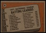 1972 Topps #85  -  Glenn Beckert / Ralph Garr / Joe Torre NL Batting Leaders<br />B72T 11 9297<br /><a class='button AddToCart' data-ajax='true' data-ajax-mode='replace' data-ajax-update='#cart-info' href='/AddToCart?itemId=7042042&quantity=1&type=0'>Add To Cart</a>