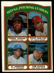 1972 Topps #93  -  Steve Carlton / Fergie Jenkins / Tom Seaver / Al Downing NL Pitching Leaders<br />B72T 11 9422<br /><a class='button AddToCart' data-ajax='true' data-ajax-mode='replace' data-ajax-update='#cart-info' href='/AddToCart?itemId=7042318&quantity=1&type=0'>Add To Cart</a>