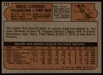1972 Topps #112 Greg Luzinski<br />B72T 11 9489<br /><a class='button AddToCart' data-ajax='true' data-ajax-mode='replace' data-ajax-update='#cart-info' href='/AddToCart?itemId=7042464&quantity=1&type=0'>Add To Cart</a>