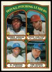 1972 Topps #93  -  Steve Carlton / Fergie Jenkins / Tom Seaver / Al Downing NL Pitching Leaders<br />B72T 11 9496<br /><a class='button AddToCart' data-ajax='true' data-ajax-mode='replace' data-ajax-update='#cart-info' href='/AddToCart?itemId=7042479&quantity=1&type=0'>Add To Cart</a>