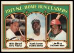 1972 Topps #89  -  Hank Aaron / Willie Stargell / Lee May NL HR Leaders<br />B72T 11 9511<br /><a class='button AddToCart' data-ajax='true' data-ajax-mode='replace' data-ajax-update='#cart-info' href='/AddToCart?itemId=7042512&quantity=1&type=0'>Add To Cart</a>
