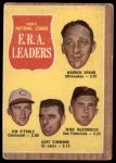1962 Topps #56  -  Warren Spahn / Jim O'Toole / Curt Simmons / Mike McCormick NL ERA Leaders<br />B62T 12 5024<br /><a class='button AddToCart' data-ajax='true' data-ajax-mode='replace' data-ajax-update='#cart-info' href='/AddToCart?itemId=7042822&quantity=1&type=0'>Add To Cart</a>