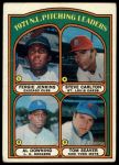 1972 Topps #93  -  Steve Carlton / Fergie Jenkins / Tom Seaver / Al Downing NL Pitching Leaders<br />B72T 11 9804<br /><a class='button AddToCart' data-ajax='true' data-ajax-mode='replace' data-ajax-update='#cart-info' href='/AddToCart?itemId=7043427&quantity=1&type=0'>Add To Cart</a>