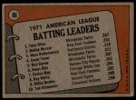 1972 Topps #86  -  Bobby Murcer / Tony Oliva / Merv Rettenmund AL Batting Leaders<br />B72T 11 9814<br /><a class='button AddToCart' data-ajax='true' data-ajax-mode='replace' data-ajax-update='#cart-info' href='/AddToCart?itemId=7043452&quantity=1&type=0'>Add To Cart</a>