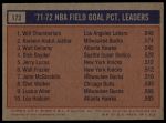 1972 Topps #173  -  Wilt Chamberlain / Kareem Abdul-Jabbar / Walt Bellamy NBA Field Goal Pct Leaders<br />K72T 05 6122<br /><a class='button AddToCart' data-ajax='true' data-ajax-mode='replace' data-ajax-update='#cart-info' href='/AddToCart?itemId=7045097&quantity=1&type=0'>Add To Cart</a>