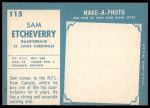 1961 Topps #115 Sam Etcheverry<br />F61T 03 4044<br /><a class='button AddToCart' data-ajax='true' data-ajax-mode='replace' data-ajax-update='#cart-info' href='/AddToCart?itemId=7046350&quantity=1&type=0'>Add To Cart</a>