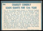 1961 Topps #94  -  Charley Conerly 1960 Football Highlights<br />F61T 03 4117<br /><a class='button AddToCart' data-ajax='true' data-ajax-mode='replace' data-ajax-update='#cart-info' href='/AddToCart?itemId=7046505&quantity=1&type=0'>Add To Cart</a>