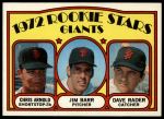 1972 Topps #232  -  Dave Rader / Jim Barr / Chris Arnold Giants Rookies<br />B72T 12 0840<br /><a class='button AddToCart' data-ajax='true' data-ajax-mode='replace' data-ajax-update='#cart-info' href='/AddToCart?itemId=7046747&quantity=1&type=0'>Add To Cart</a>