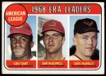 1969 Topps #7  -  Luis Tiant / Sam McDowell / Dave McNally AL ERA Leaders<br />B69T 17 3144<br /><a class='button AddToCart' data-ajax='true' data-ajax-mode='replace' data-ajax-update='#cart-info' href='/AddToCart?itemId=7046817&quantity=1&type=0'>Add To Cart</a>