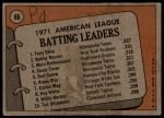 1972 Topps #86  -  Bobby Murcer / Tony Oliva / Merv Rettenmund AL Batting Leaders<br />B72T 12 1153<br /><a class='button AddToCart' data-ajax='true' data-ajax-mode='replace' data-ajax-update='#cart-info' href='/AddToCart?itemId=7047099&quantity=1&type=0'>Add To Cart</a>