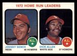 1973 Topps #62  -  Johnny Bench / Rich Allen HR Leaders<br />B73T 11 8319<br /><a class='button AddToCart' data-ajax='true' data-ajax-mode='replace' data-ajax-update='#cart-info' href='/AddToCart?itemId=7047343&quantity=1&type=0'>Add To Cart</a>