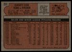1972 Topps #231 Casey Cox<br />B72T 12 0097<br /><a class='button AddToCart' data-ajax='true' data-ajax-mode='replace' data-ajax-update='#cart-info' href='/AddToCart?itemId=7048143&quantity=1&type=0'>Add To Cart</a>