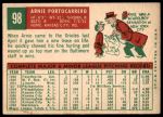 1959 Topps #98 Arnie Portocarrero<br />B59T 14 9291<br /><a class='button AddToCart' data-ajax='true' data-ajax-mode='replace' data-ajax-update='#cart-info' href='/AddToCart?itemId=7048194&quantity=1&type=0'>Add To Cart</a>