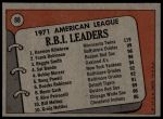 1972 Topps #88  -  Harmon Killebrew / Frank Robinson / Reggie Smith AL RBI Leaders<br />B72T 12 0492<br /><a class='button AddToCart' data-ajax='true' data-ajax-mode='replace' data-ajax-update='#cart-info' href='/AddToCart?itemId=7048681&quantity=1&type=0'>Add To Cart</a>