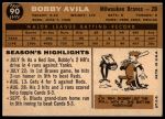 1960 Topps #90 Bobby Avila<br />B60T 14 0892<br /><a class='button AddToCart' data-ajax='true' data-ajax-mode='replace' data-ajax-update='#cart-info' href='/AddToCart?itemId=7049056&quantity=1&type=0'>Add To Cart</a>