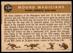 1960 Topps #230  -  Lew Burdette / Warren Spahn / Bob Buhl Mound Magicians<br />B60T 14 0906<br /><a class='button AddToCart' data-ajax='true' data-ajax-mode='replace' data-ajax-update='#cart-info' href='/AddToCart?itemId=7049070&quantity=1&type=0'>Add To Cart</a>