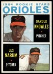 1964 Topps #418  -  Darold Knowles / Les Narum Orioles Rookies<br />B64T 12 7638<br /><a class='button AddToCart' data-ajax='true' data-ajax-mode='replace' data-ajax-update='#cart-info' href='/AddToCart?itemId=7051548&quantity=1&type=0'>Add To Cart</a>