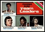 1975 Topps #130  -  Charlie Scott / Keith Erickson / Curtis Perry / Dennis Awtrey Suns Leaders<br />K75T 05 5476<br /><a class='button AddToCart' data-ajax='true' data-ajax-mode='replace' data-ajax-update='#cart-info' href='/AddToCart?itemId=7052219&quantity=1&type=0'>Add To Cart</a>