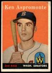 1958 Topps #405 Ken Aspromonte<br />B58T 10 6921<br /><a class='button AddToCart' data-ajax='true' data-ajax-mode='replace' data-ajax-update='#cart-info' href='/AddToCart?itemId=7053201&quantity=1&type=0'>Add To Cart</a>